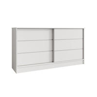 KOMMODE Mirela mit 2 Schiebetüren 160 cm, Weiß - Weiß, Holzwerkstoff (161/85/43.5cm) - Beautysofa