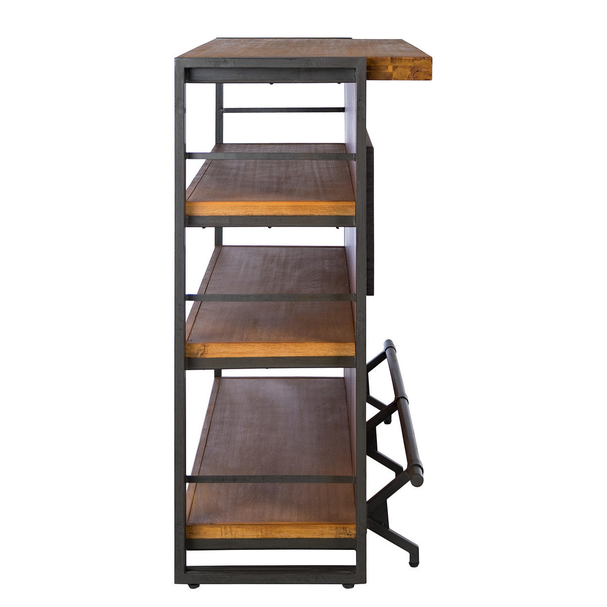 BAR - Akazie teilmassiv / Metall - Braun, Holz (140/105/52cm) - home24