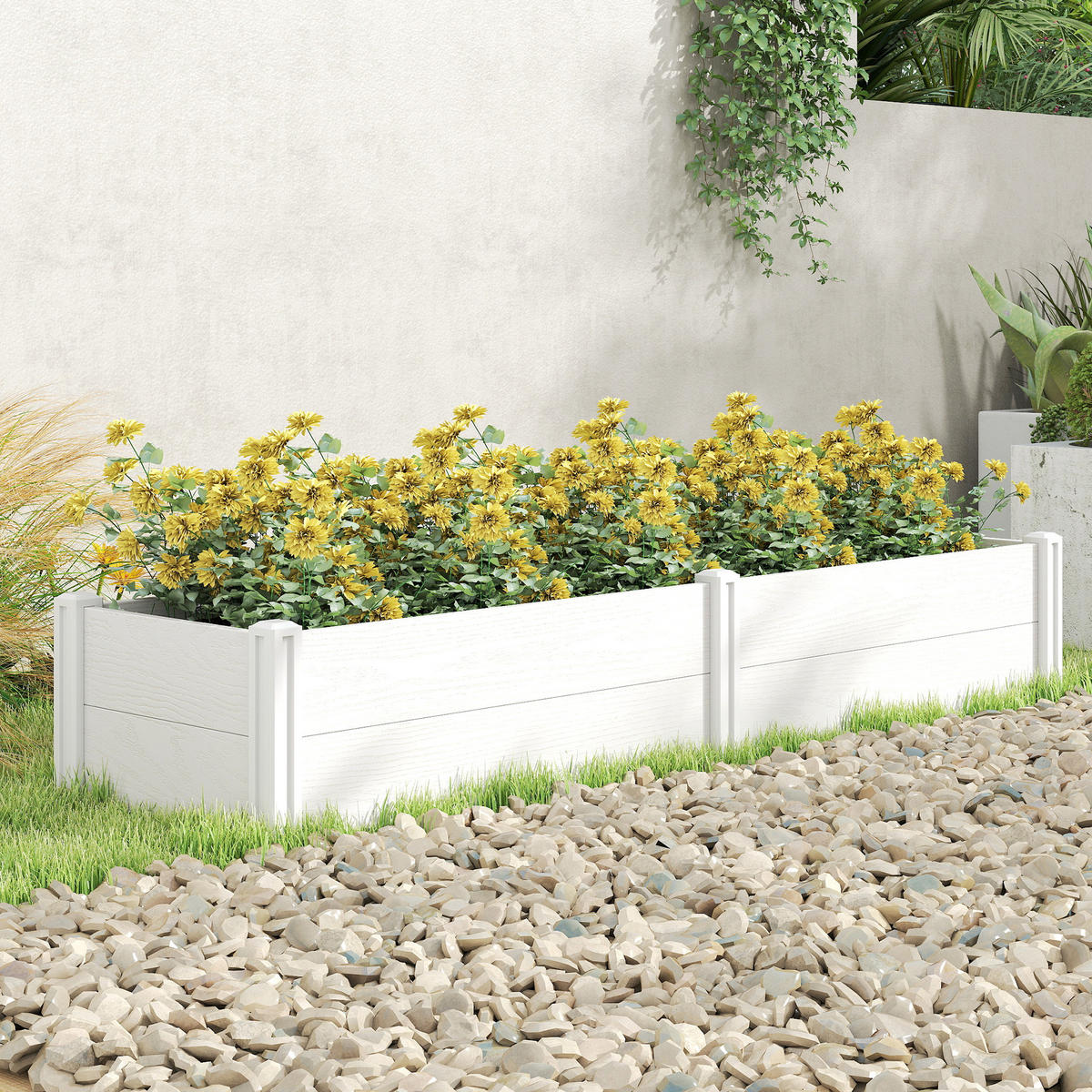 HOCHBEET DE-05424 Steckbar, mit Trennwand, Kunststoff Weiß - Weiß, Kunststoff (197/33/54cm) - ComfortXL