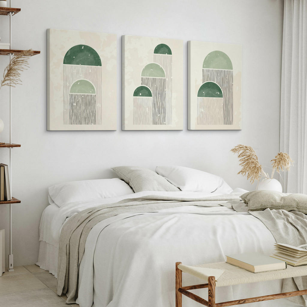 Thumbnail - Muralo Leinwandbilder, Grün, Schwarz, Beige, Textil, Abstrakt, Kunstzeichnung, Rechteckig, 90x40 cm, Bilder und Zubehör,...