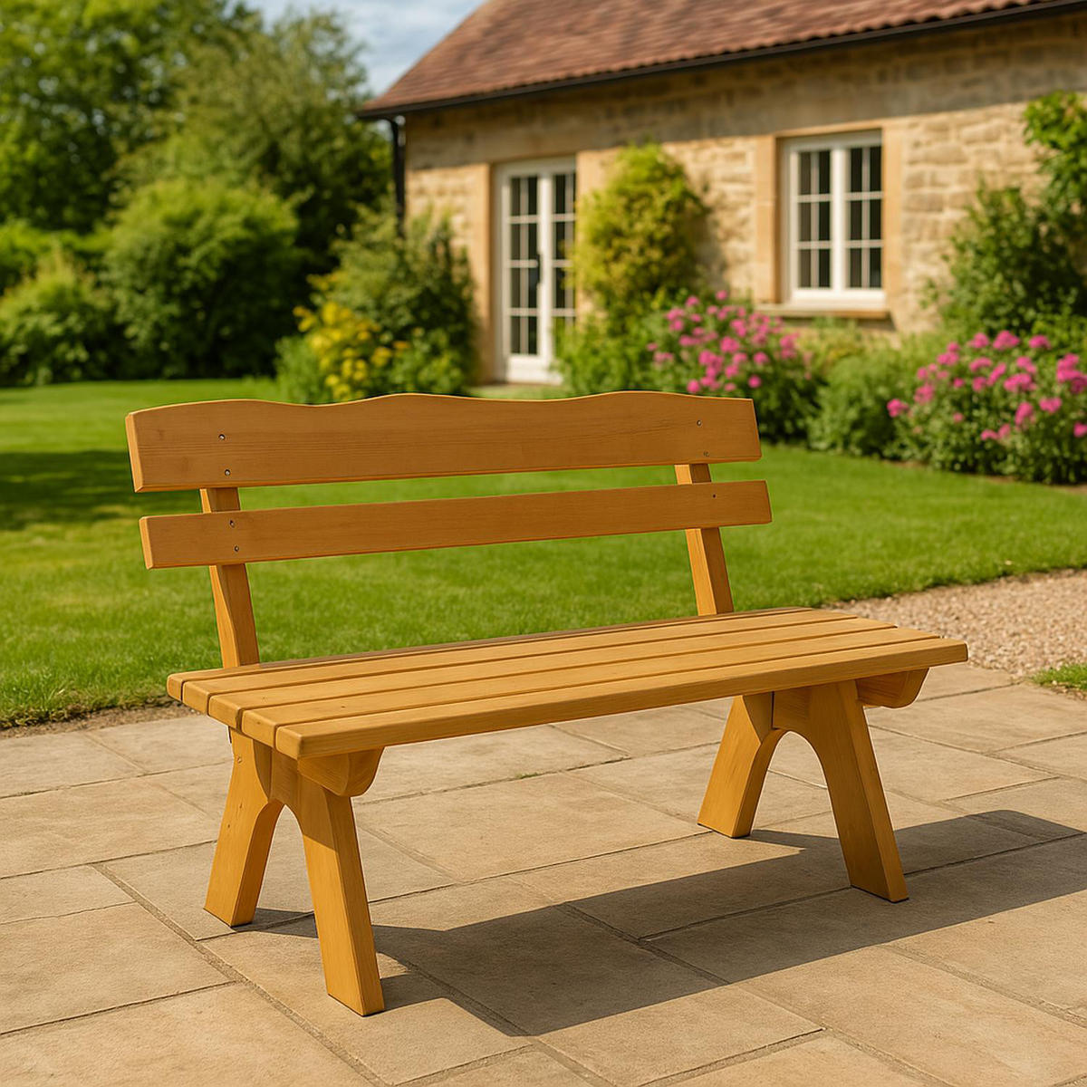 GARTENBANK Drieburg 2-Sitzer 120cm aus Kiefer massiv - Braun, Holz (120/82/60cm) - TPFGarden