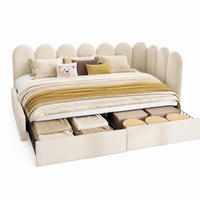 POLSTERBETT 90/200 mit Schubladen und Stauraum in Beige - Beige, Holzwerkstoff/Textil (90/200cm) - EVRYAE