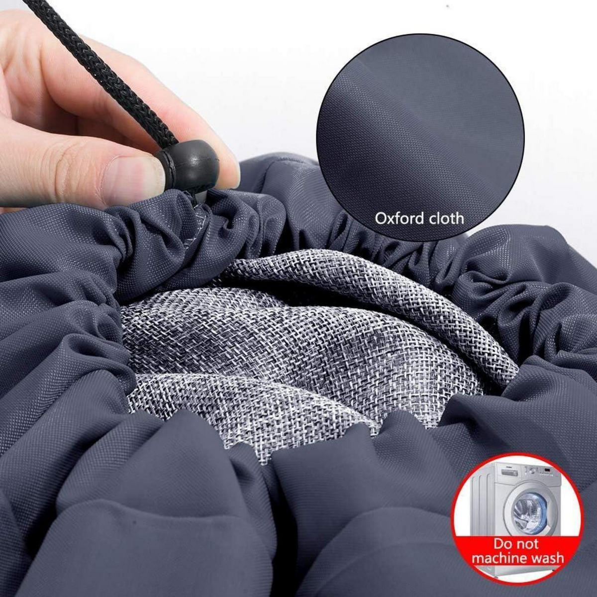 WÄSCHESACK 2-teiliges Set 120L Dunkelgrau - Grau, Textil (66/92/66cm)