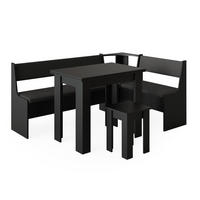 ECKBANKGRUPPE Roman Schwarz 120 x 41.5 cm mit Tisch - Schwarz Hochglanz/Schwarz, Holzwerkstoff (180/80/120cm) - Vicco