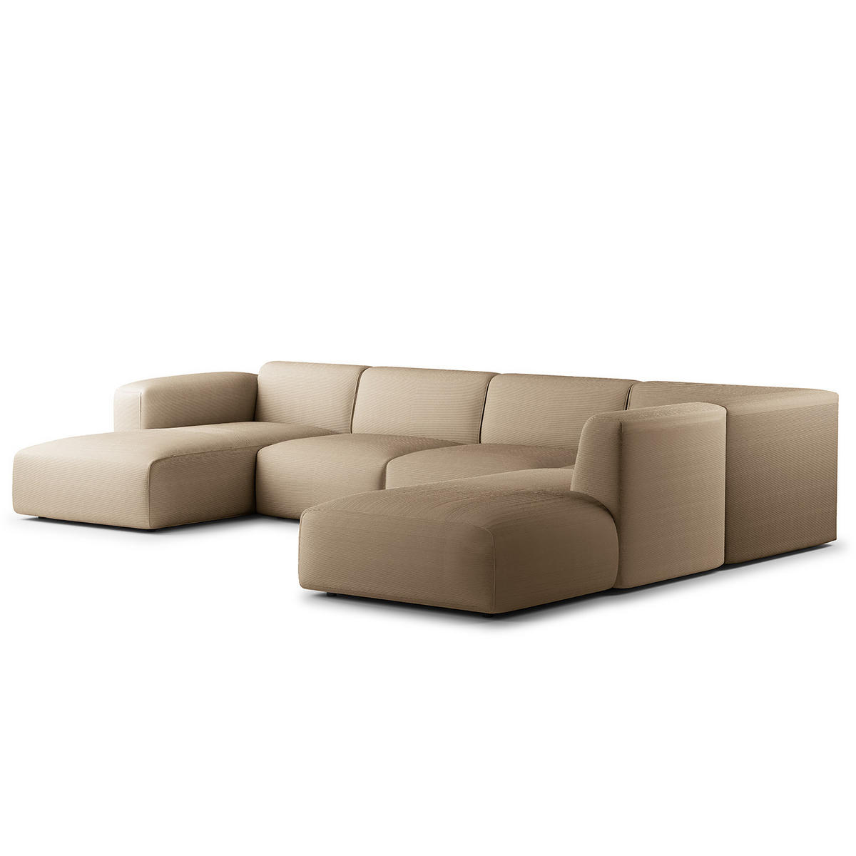 WOHNLANDSCHAFT mit Longchair - Taupe/Schwarz, Kunststoff/Textil (325/71/235cm) - home24