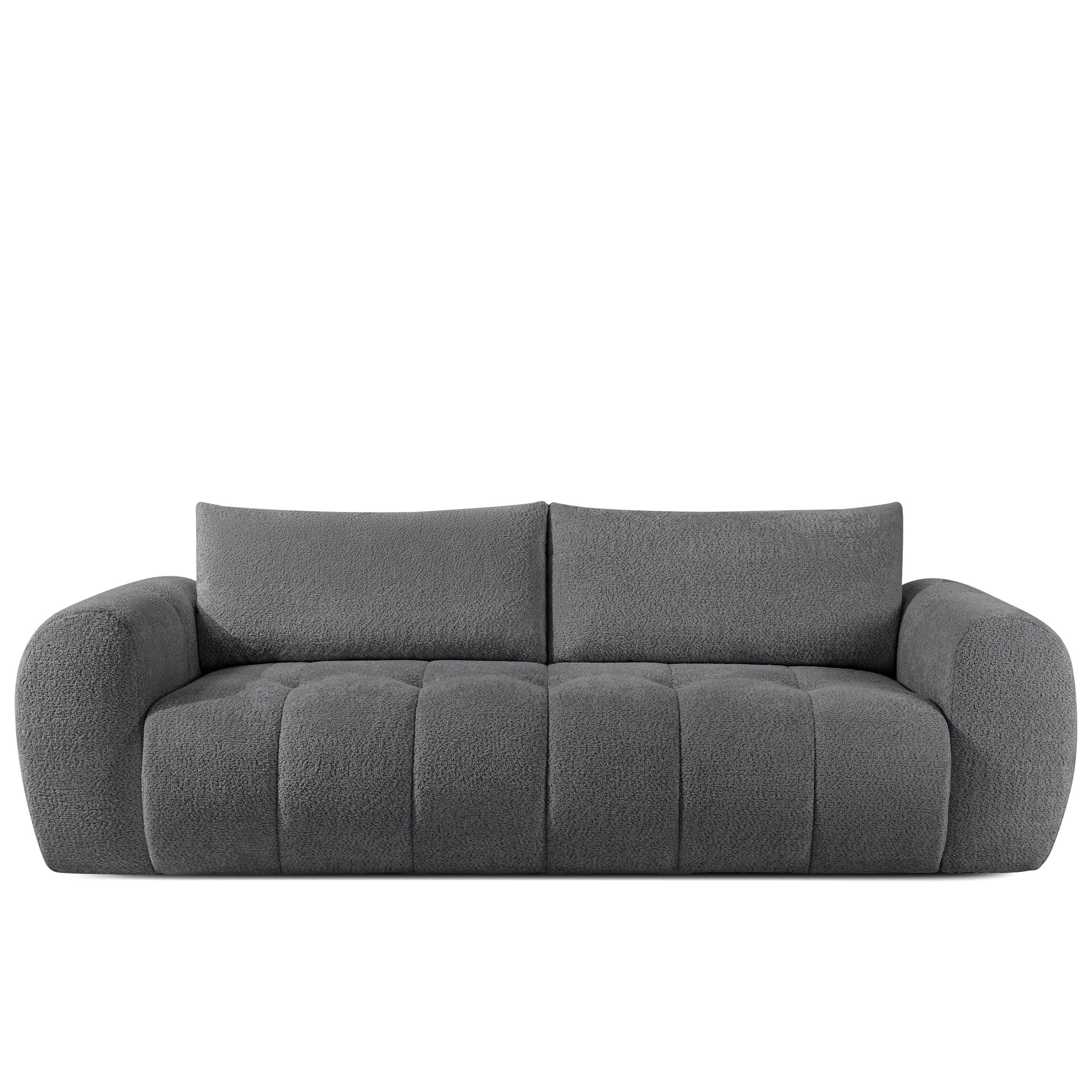 EINZELSOFA LIRA, Dunkelgrau, Bouclé - Dunkelgrau, Holz/Holzwerkstoff (256/84/112cm) - KONSIMO®
