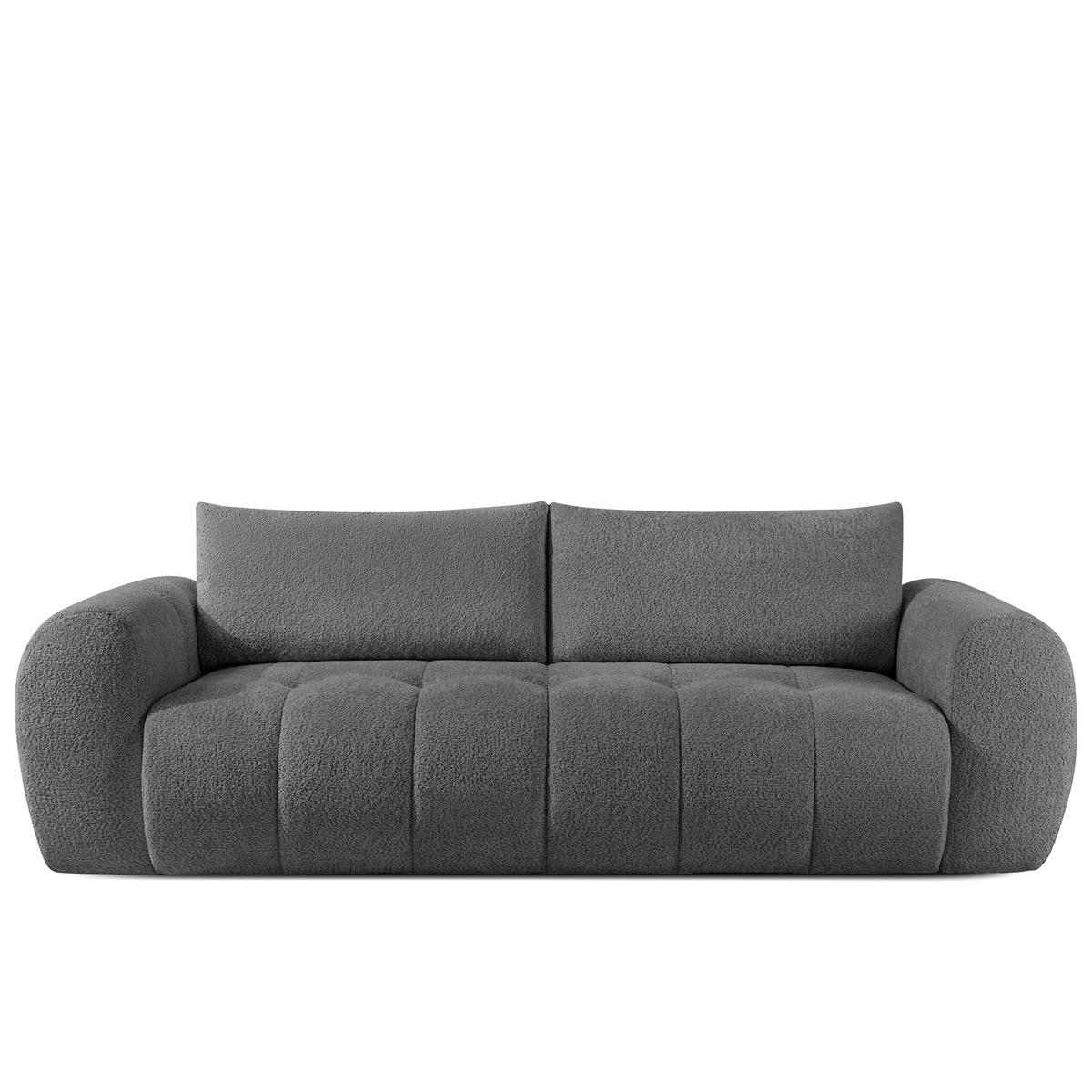 EINZELSOFA LIRA, Dunkelgrau, Bouclé - Dunkelgrau, Holz/Holzwerkstoff (256/84/112cm) - KONSIMO®