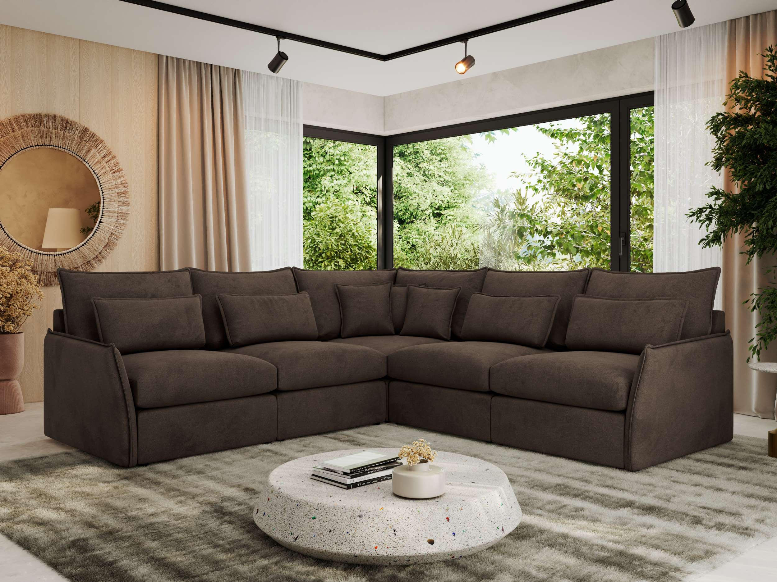 ECKSOFA VERSO L Braun Velvet - Schwarz/Braun, Kunststoff/Textil (270/270cm) - MKS