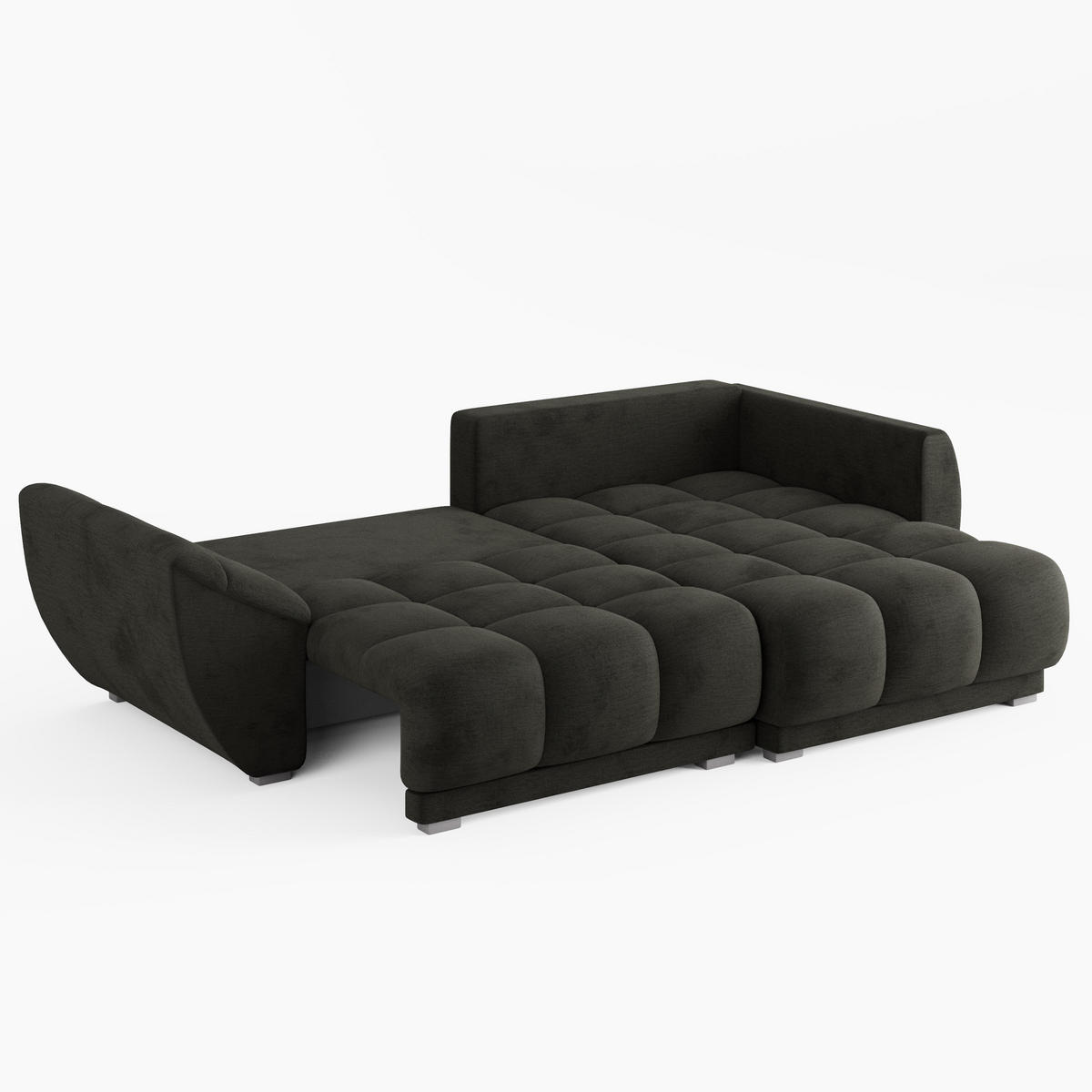ECKSOFA LARGO Rechts Gelb Velours-Stoff L-Form Couch mit Schlaffunktion & Bettkasten - Gelb/Schwarz, Holz (285/180cm) - Barchello