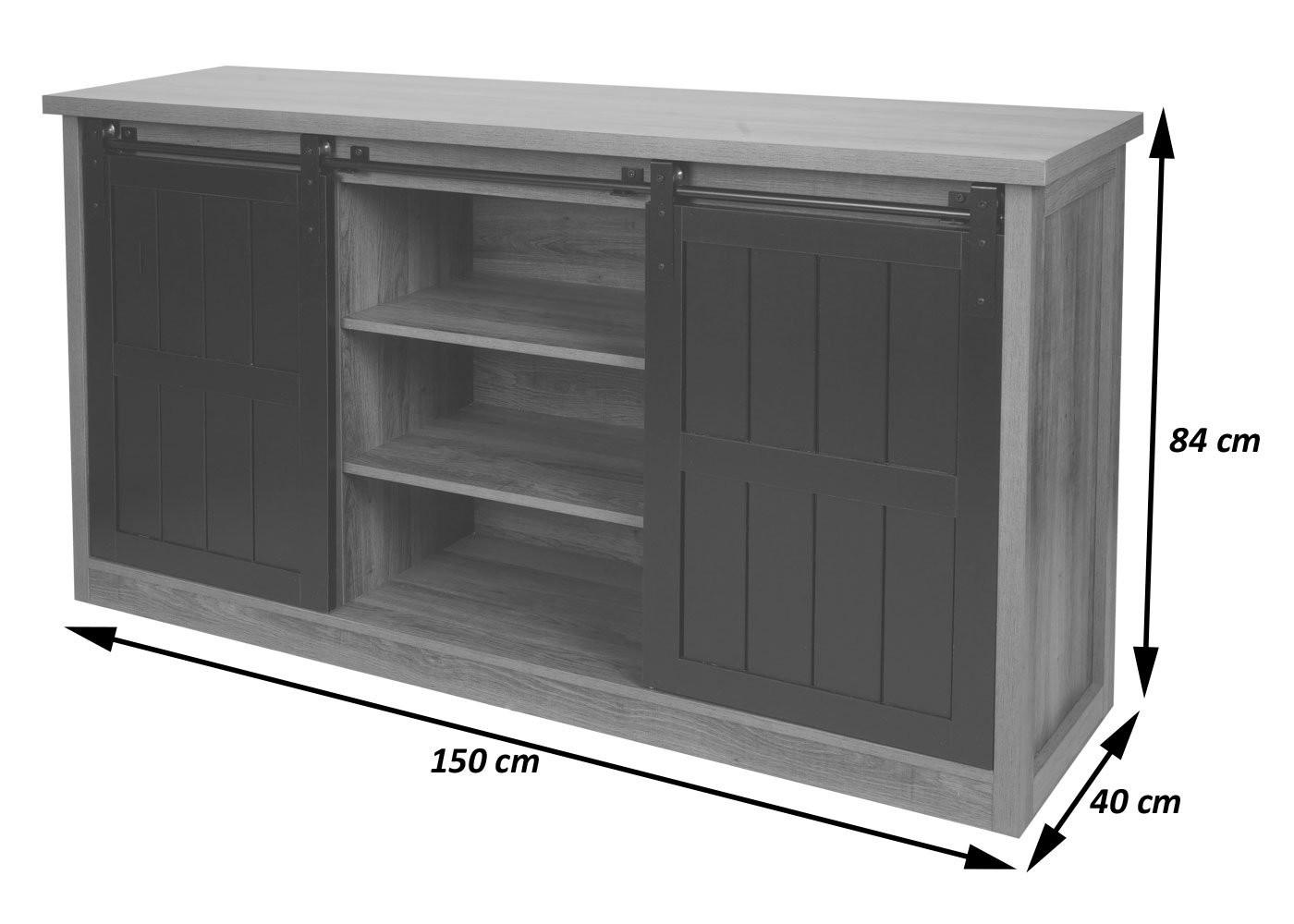 Thumbnail - MCW Sideboard, Buche, Schwarz, Holz, 150x84x40 cm, Wohnzimmer, Kommoden & Sideboards, Sideboards