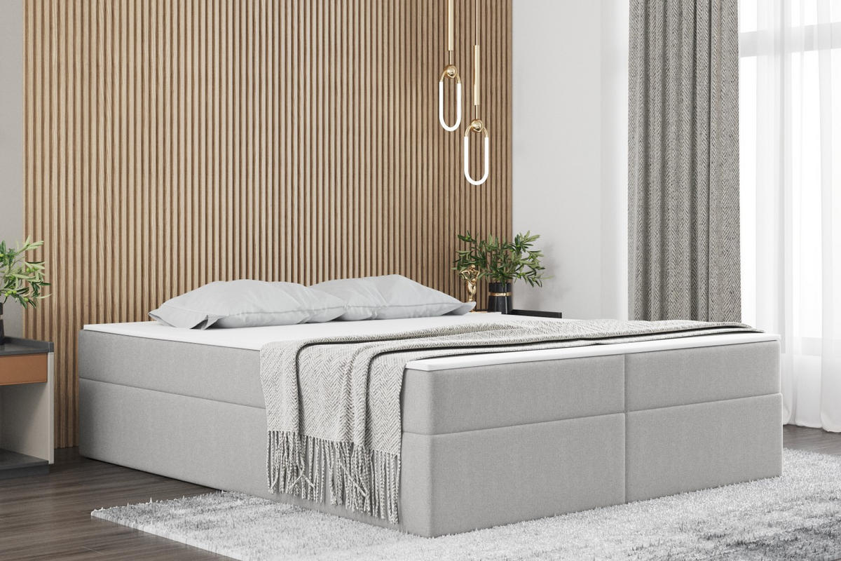 BOXBETT Mit Bettkasten Und Matratze Topper Ruben Hellgrau 180x200 cm H2-Pocket - Greige, Holz/Textil (180/200cm) - Kaiser Möbel