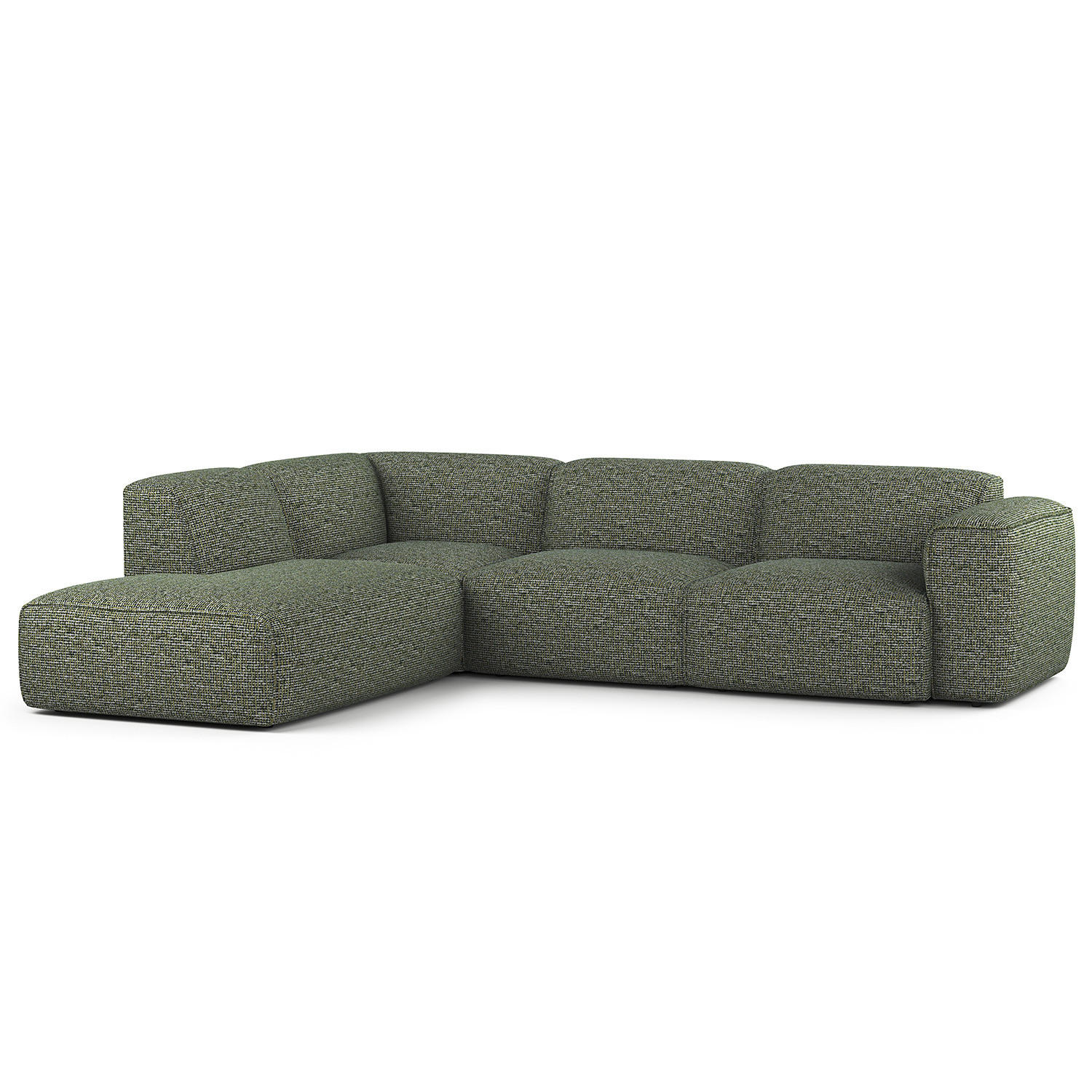 3-SITZER ECKSOFA mit Recamiere - Schwarz/Grün, Kunststoff/Textil (295/231cm) - home24