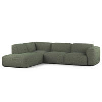 3-SITZER ECKSOFA mit Recamiere - Schwarz/Grün, Kunststoff/Textil (295/231cm) - home24