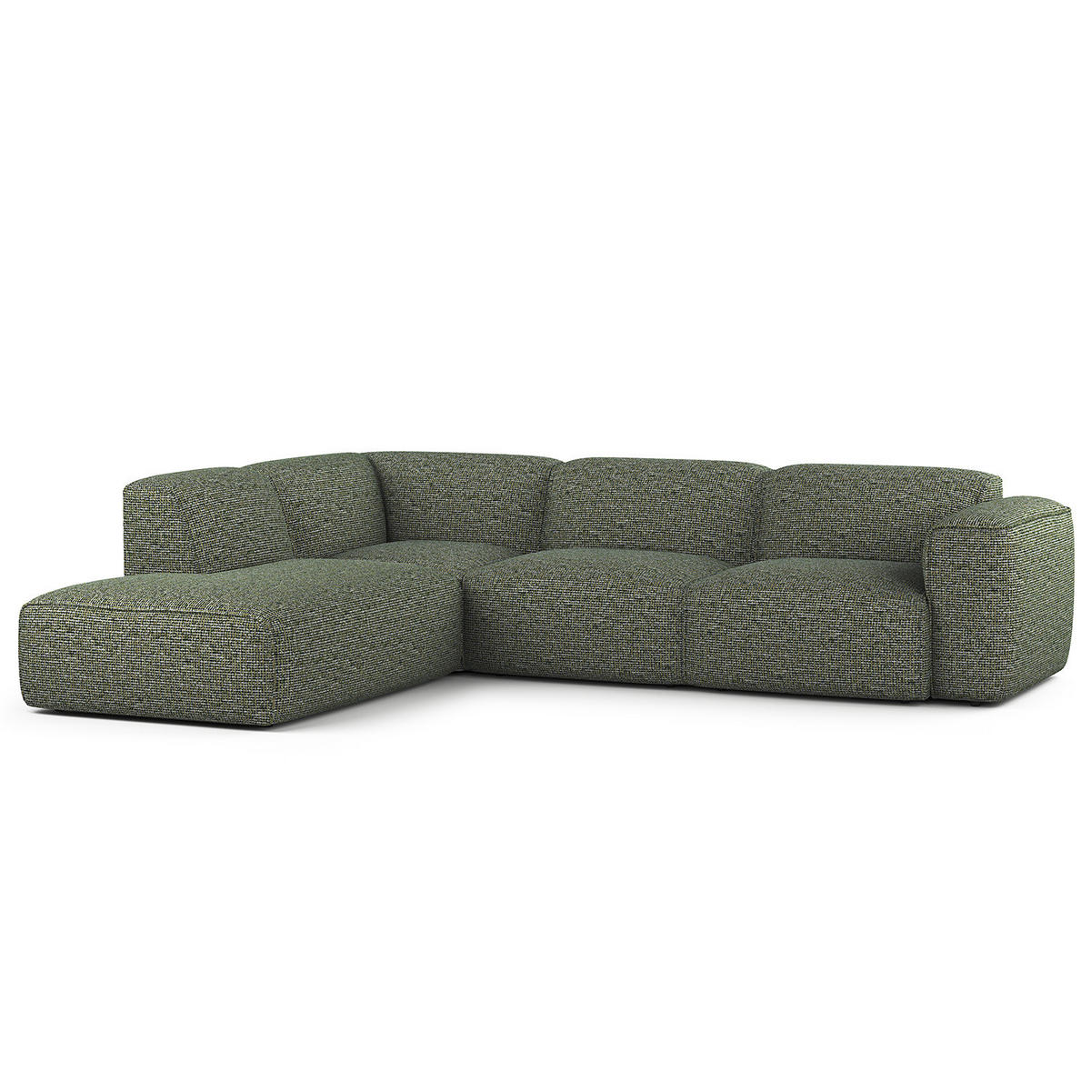 3-SITZER ECKSOFA mit Recamiere - Schwarz/Grün, Kunststoff/Textil (295/231cm) - home24