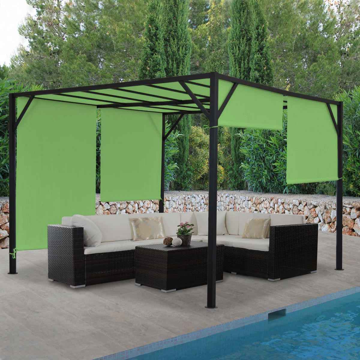 PERGOLA BEJA Grün - Grün, Metall (405/212/405cm) - MCW