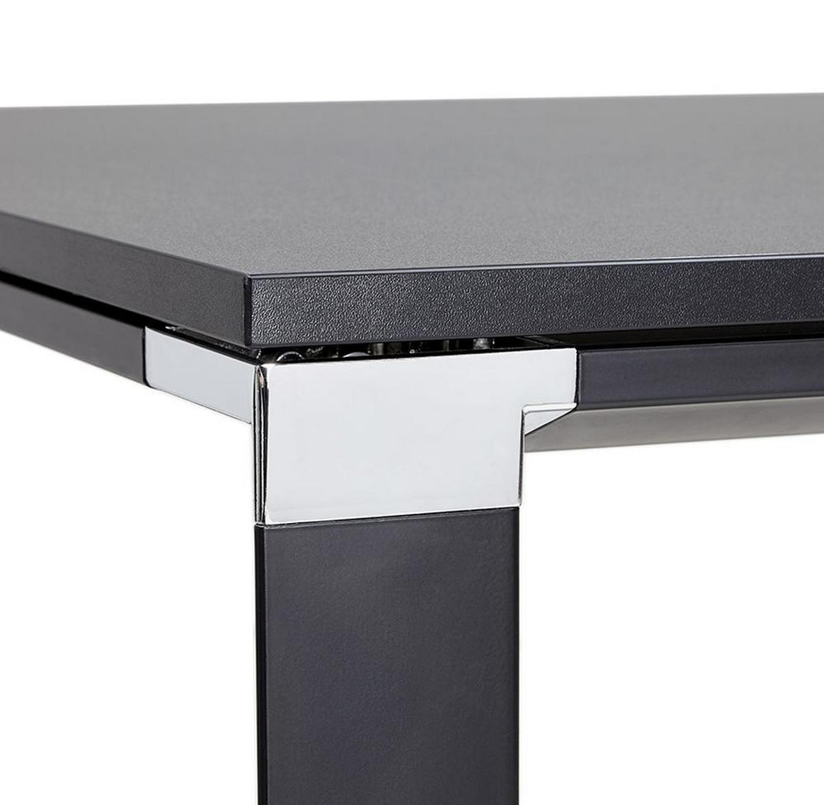 SCHREIBTISCH Groß Chromakzente Büro KERIX, Schwarz 200x100x74 cm - Schwarz, Holz/Metall (100/200/74cm) - KADIMA DESIGN