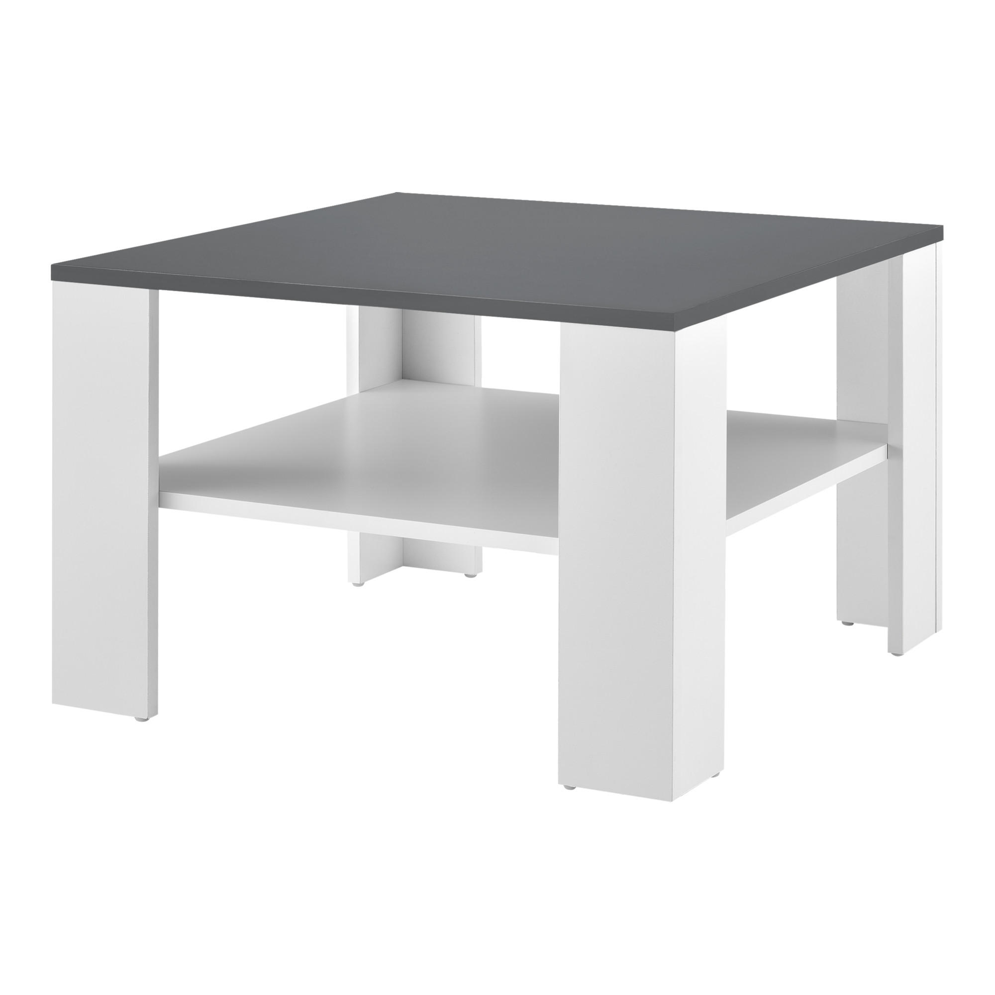 COUCHTISCH Aachen 60/60/40 - Dunkelgrau/Weiß, Holzwerkstoff (60/60/40cm) - [en.casa]