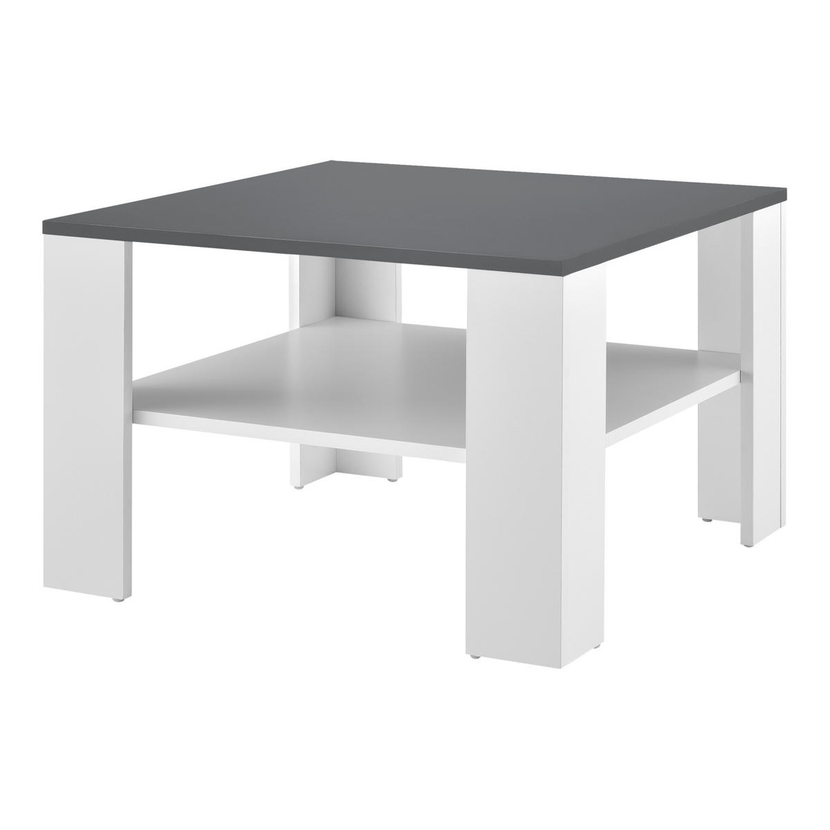 COUCHTISCH Aachen 60/60/40 - Dunkelgrau/Weiß, Holzwerkstoff (60/60/40cm) - [en.casa]