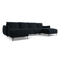 WOHNLANDSCHAFT Samt Stoff Blau - Blau/Schwarz, Textil/Metall (317/86/162cm) - Makamii