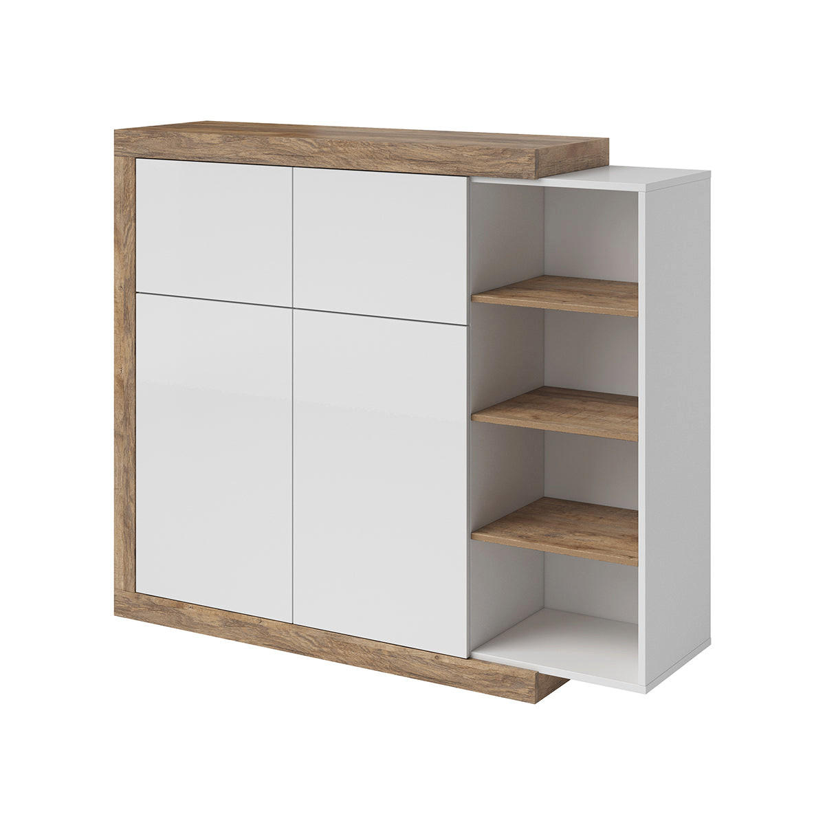 SIDEBOARD Azior Weiß und Holz - Weiß, Holzwerkstoff (150.7/127.7/40cm) - Petits-meubles