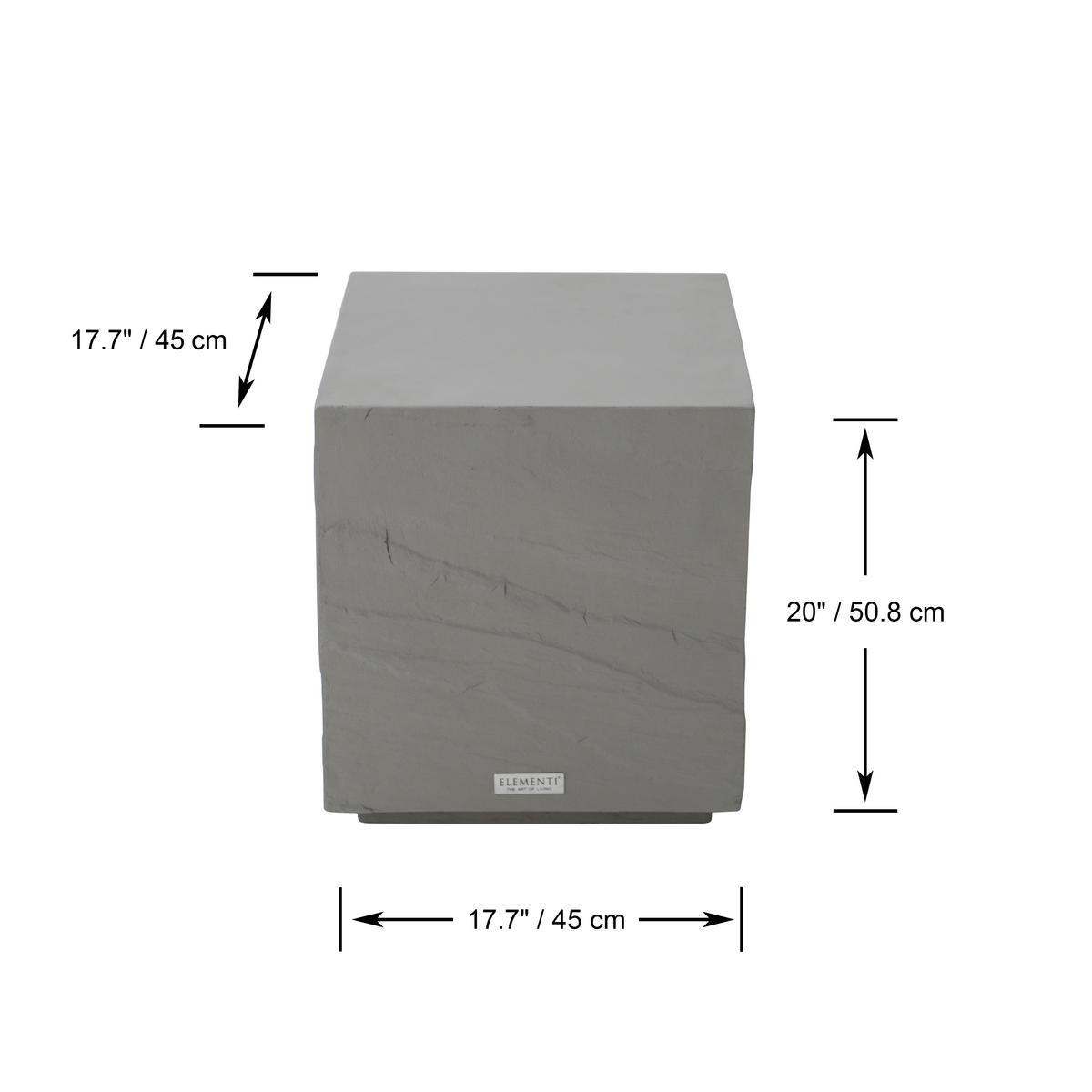 BEISTELLTISCH COLORADO aus GF-Beton, Wetterbeständig, 45x45x51 cm - Grau, Naturmaterialien (45/45/51cm) - Elementi