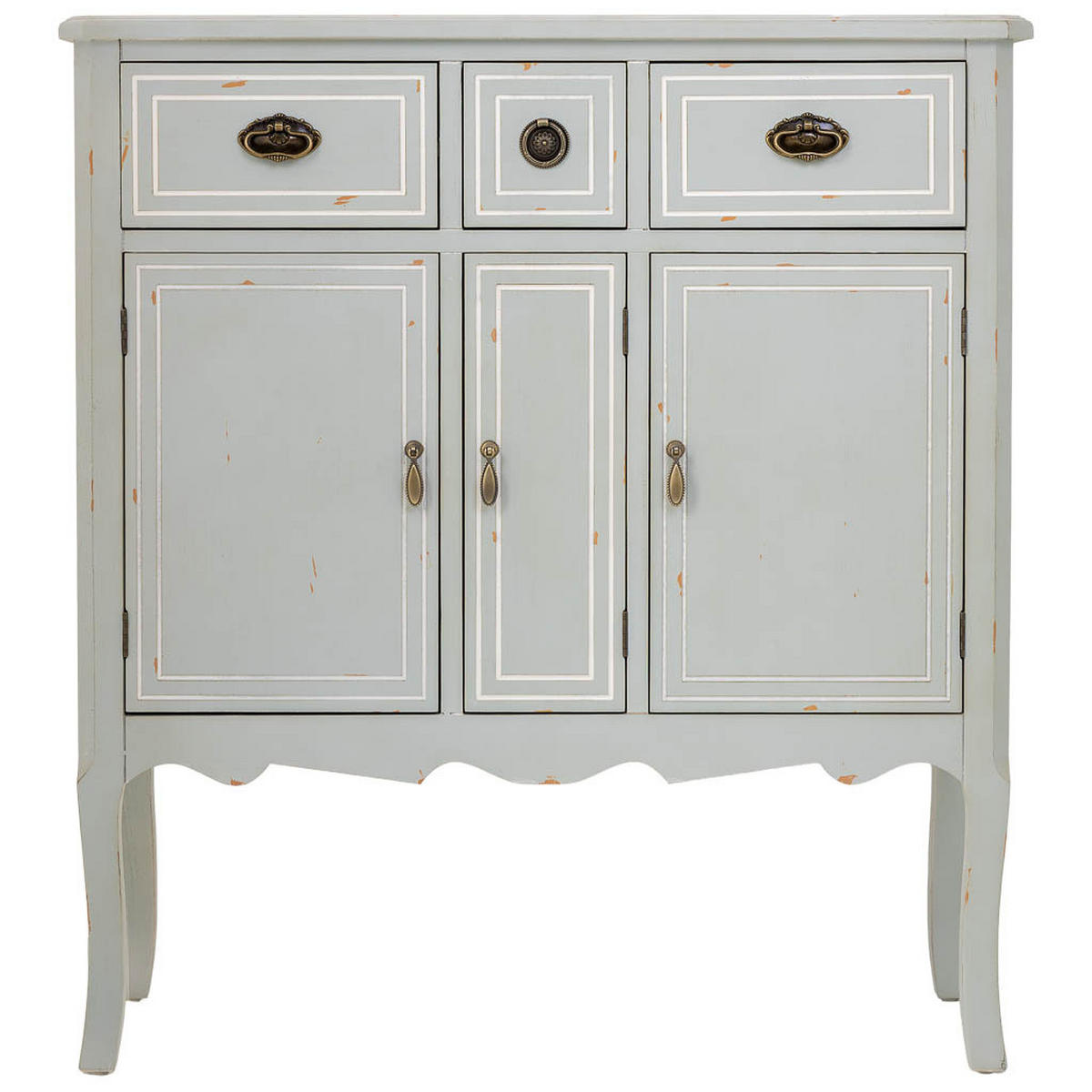 HOLZ-SIDEBOARD mit 3 schubladen und 3 türen 90x38x98 cm - Grau, Holz (90/9/38cm) - Wanderlust