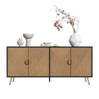 SIDEBOARD 160 cm 4 Türen Goldgriffe - Schwarz, Holz (160/75/40cm) - LEBENLANG
