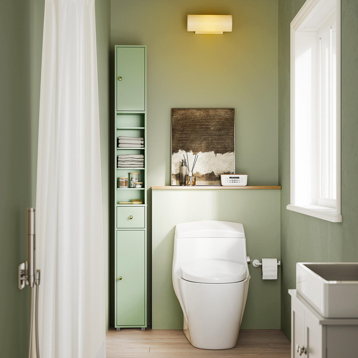 HOCHSCHRANK schmal Hellgrün - Hellgrün, Holzwerkstoff (20/180/20cm) - SoBuy