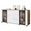 SIDEBOARD Caro SB 150 2D3S mit weißer LED Beleuchtung - Eiche Wotan/Schwarz, Holzwerkstoff/Kunststoff (150/70/40cm) - MIRJAN24