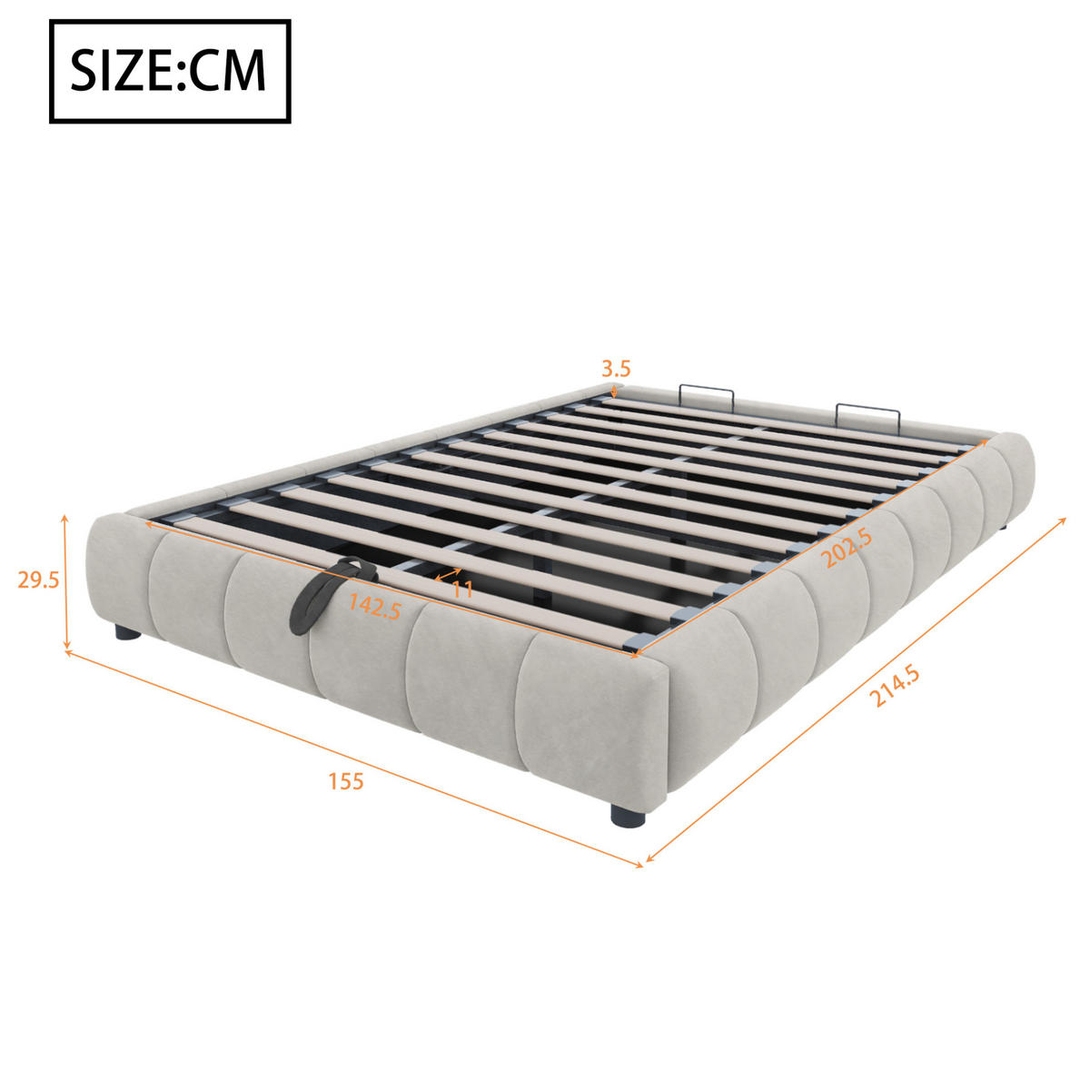 POLSTERBETT mit Stauraum und LED 140x200 cm Beige - Beige, Metall (140/200cm) - Beauniv