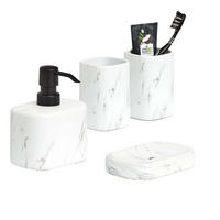 BADACCESSOIRES - Keramik Marmoroptik, 4-teiliges Set - Weiß, Keramik (11/13.2/8.1cm) - Zeller Present