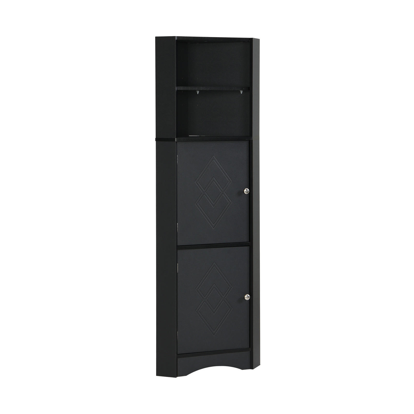 HOCHSCHRANK,BADSCHRANK Schwarz mit Türen offenen Fächern - Schwarz, Holz (36/155/36cm) - PARAFTA HOME