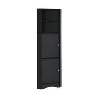 HOCHSCHRANK,BADSCHRANK Schwarz mit Türen offenen Fächern - Schwarz, Holz (36/155/36cm) - PARAFTA HOME