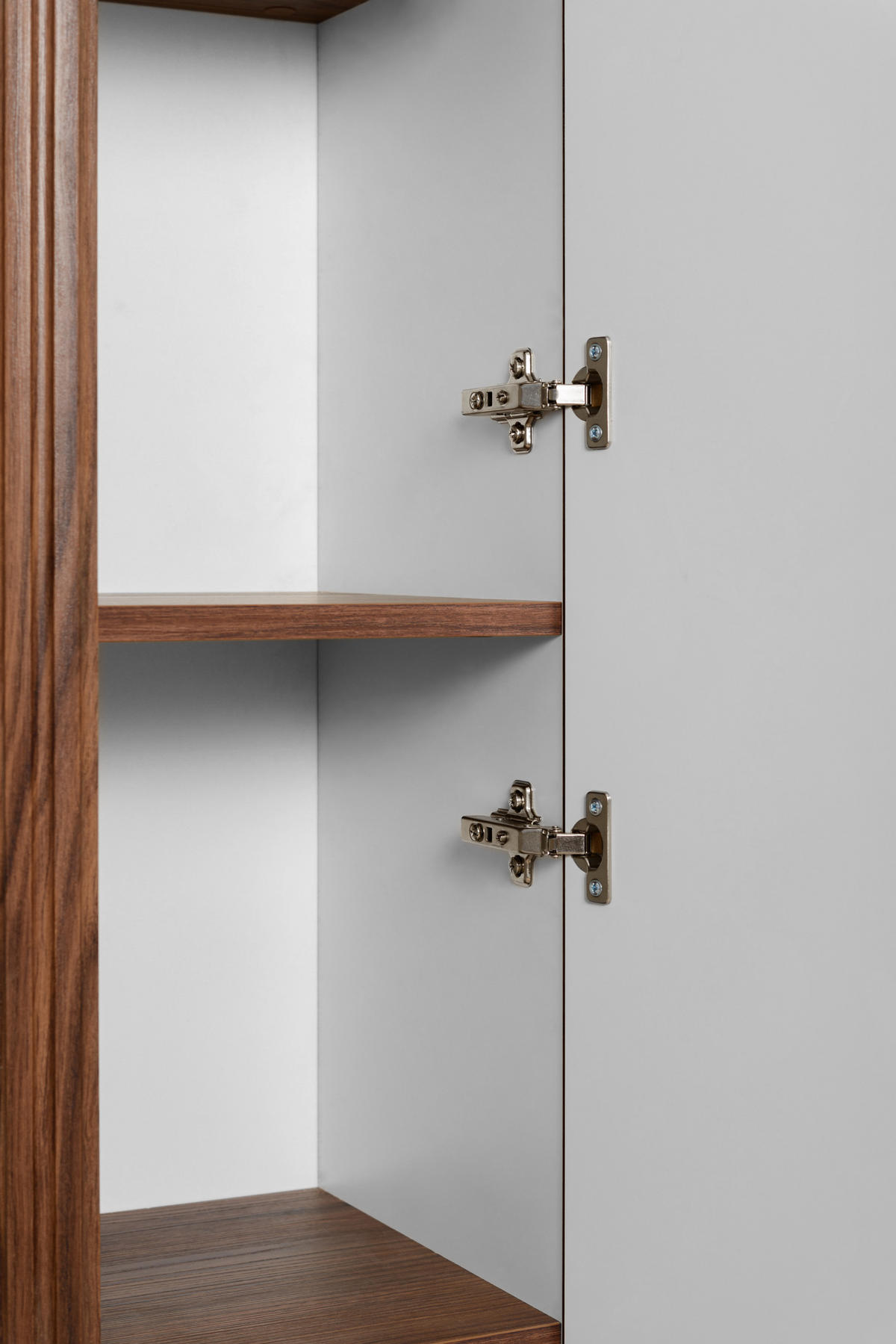 BADEZIMMERSCHRANK, Eiche-Nussbaum, Goldener Griff, 35,5 x 139 x 31,5 cm - Dunkelbraun/Goldfarben, Holzwerkstoff/Kunststoff (35.5/139/31.5cm) - 3XE LIVING