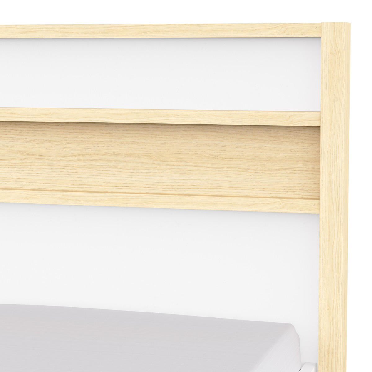 BETT in Weiß und Eiche Dekor 102,9/207,3/95 cm - Weiß, Holzwerkstoff (90/190cm) - Calicosy