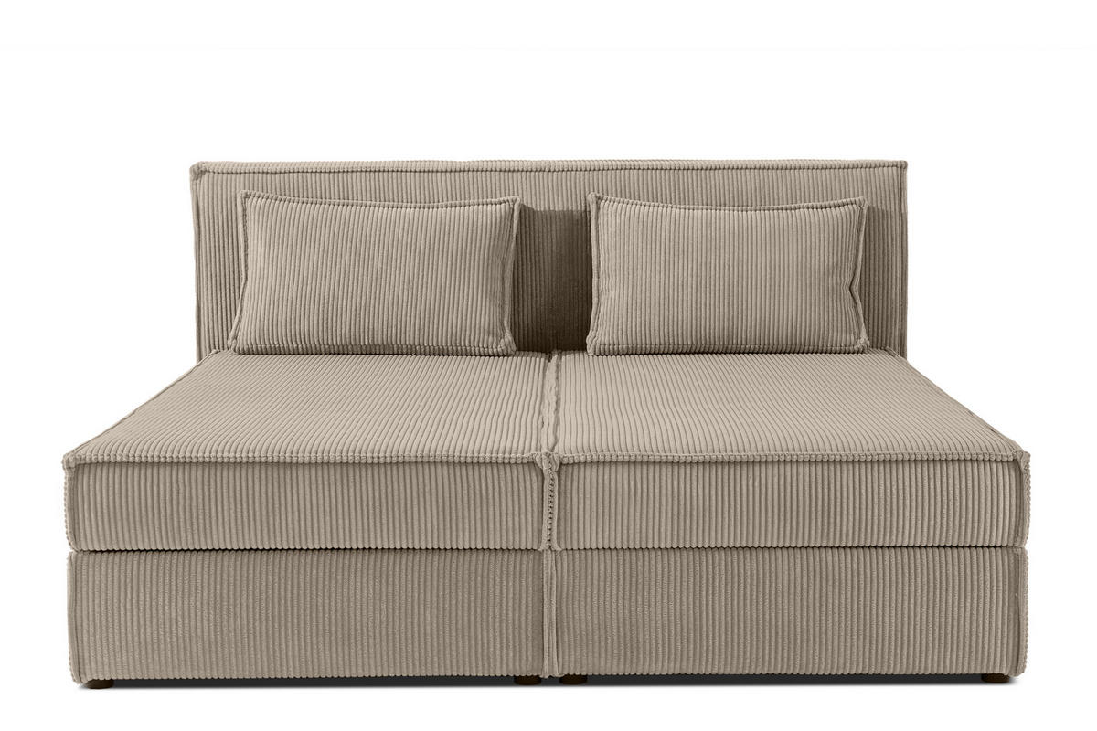 BOXSPRINGBETT ROTI mit Stauraum, beige - Beige/Schwarz, Holz/Holzwerkstoff (180/200cm) - KONSIMO®