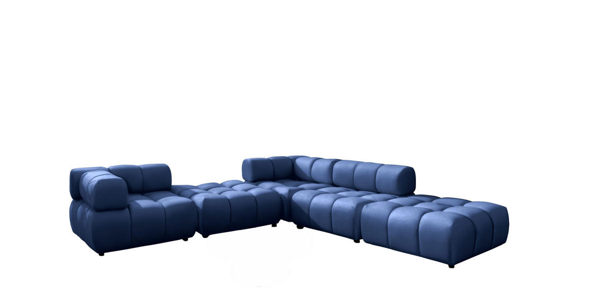 ECKSOFA Corner Modular, Veloursstoff Bluvel, Tintenblau, Rechts, Bolla - Blau, Holz (288/288cm) - Kaiser Möbel