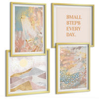 BILDER SET 4er Set - 50x50 cm & 40x60 cm Goldrahmen - Abstrakte Pastellmuster - Goldfarben, Kunststoff (50/50cm) - TULUP