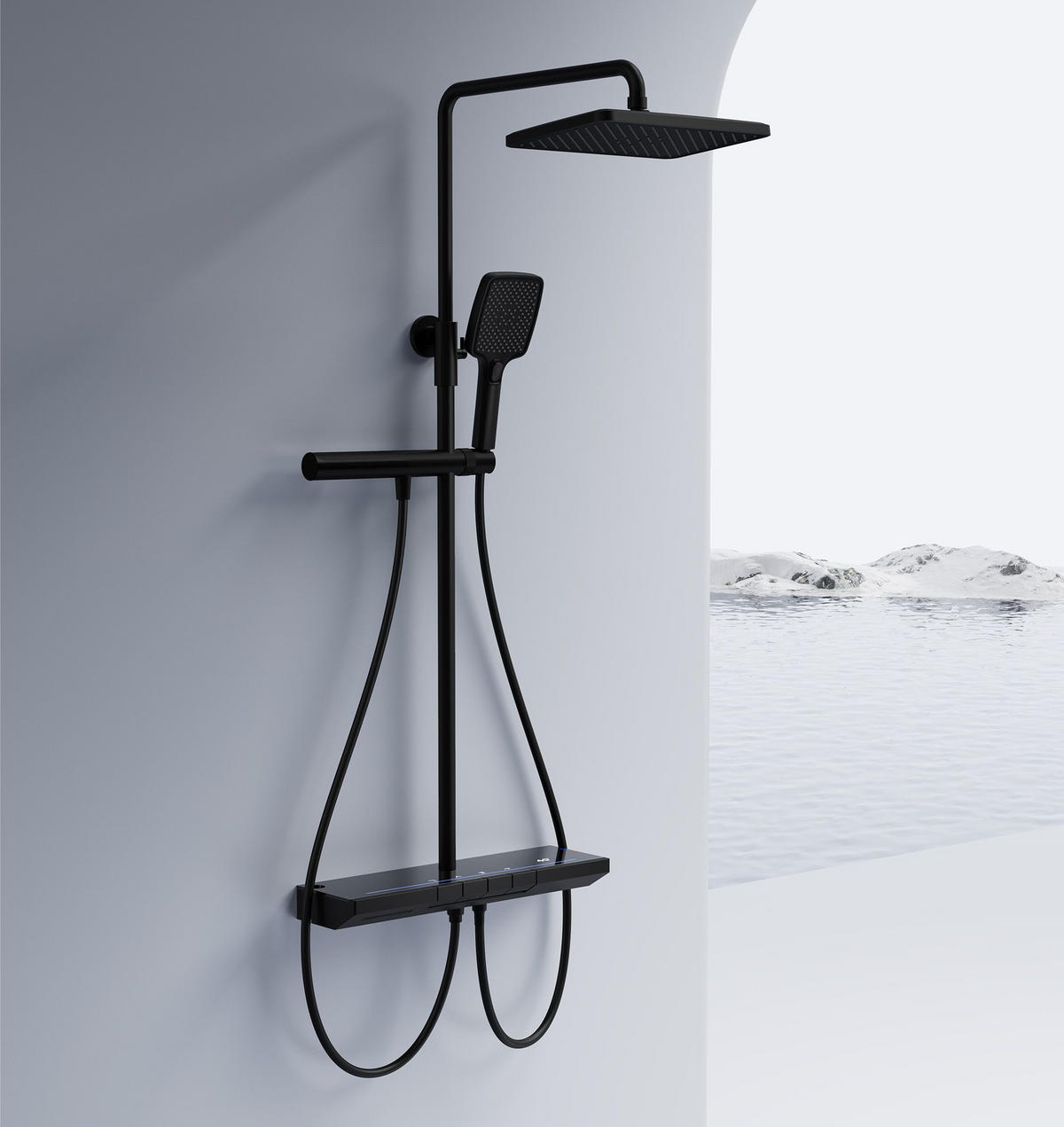 DUSCHGARNITUR Mit Thermostat Rea Pedro Black - Schwarz, Metall (48.5/102/50cm) - REA