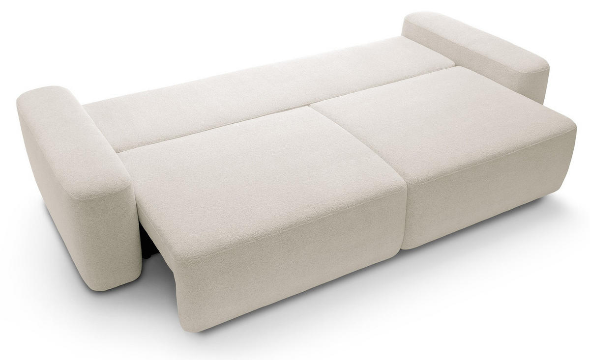 POLSTERSOFA 260 cm Orea, Schlaffunktion, Bettkasten, Beige - Beige, Holz (257/82/105cm) - Emporius