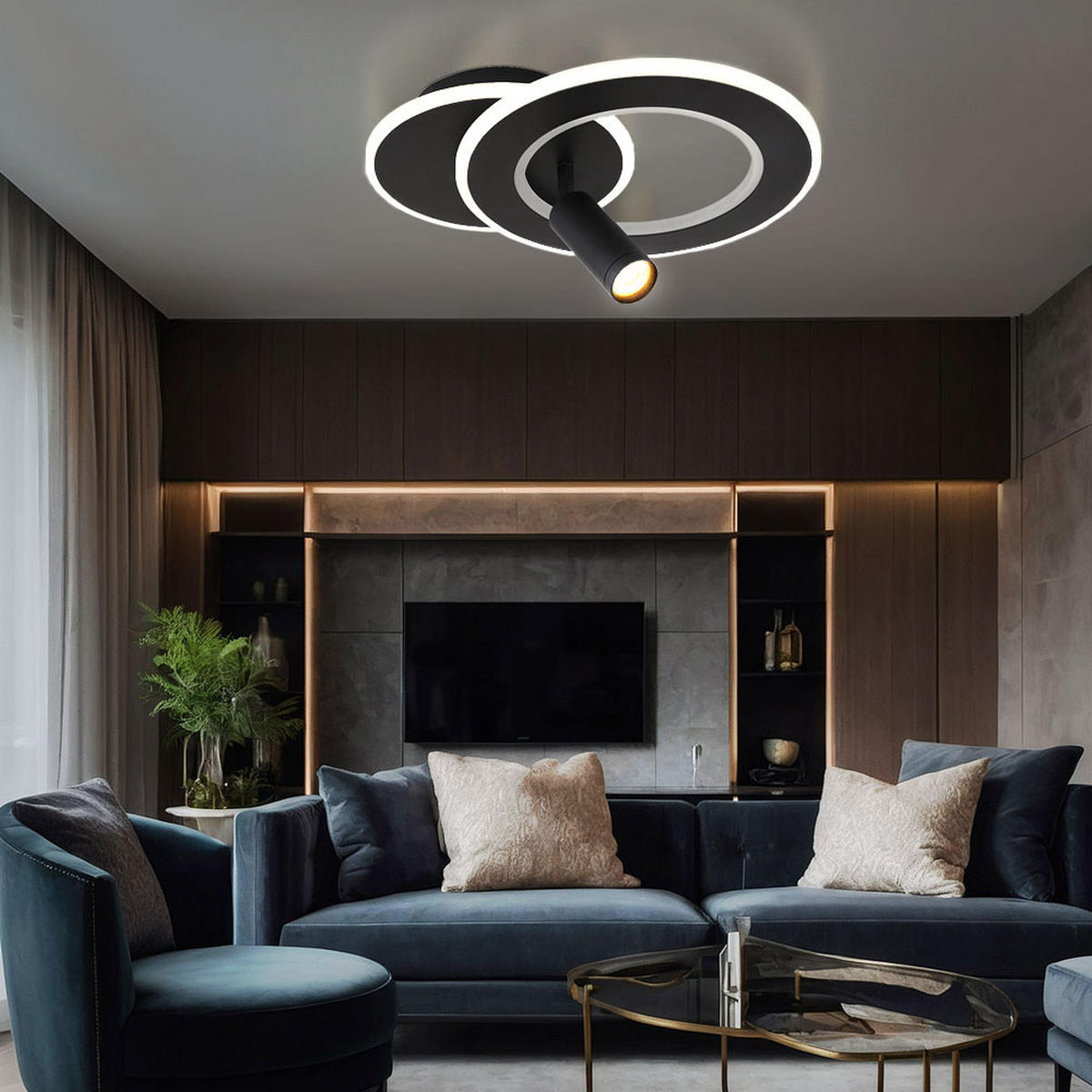 LED DECKENLEUCHTE MARIAN Schwarz Metall - Schwarz, Metall (36.5/29.2/13.5cm) - Globo Lighting
