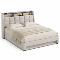 POLSTERBETT 140/200 cm in Beige Leinen mit Bettkasten, LED und USB - Beige, Holzwerkstoff/Textil (140/200cm) - CHICFURN