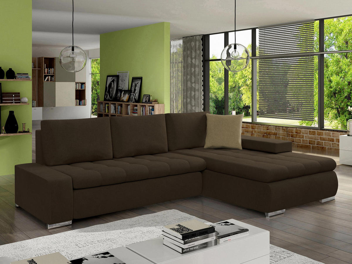 ECKSOFA Orkan Mini - Braun, Holz/Textil (265/185cm) - MIRJAN24