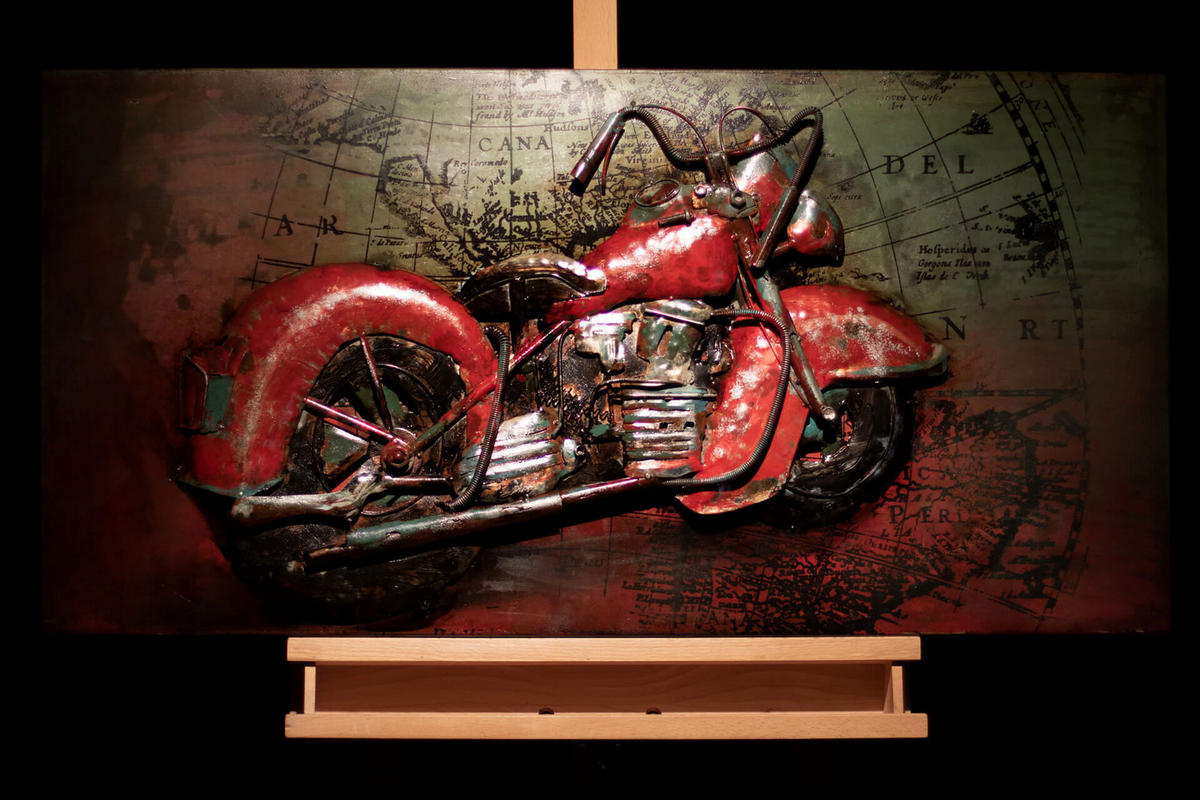 METALLBILD Rot 100/50 cm - Rot/Grün, Metall (4.8/50cm) - KUNSTLOFT