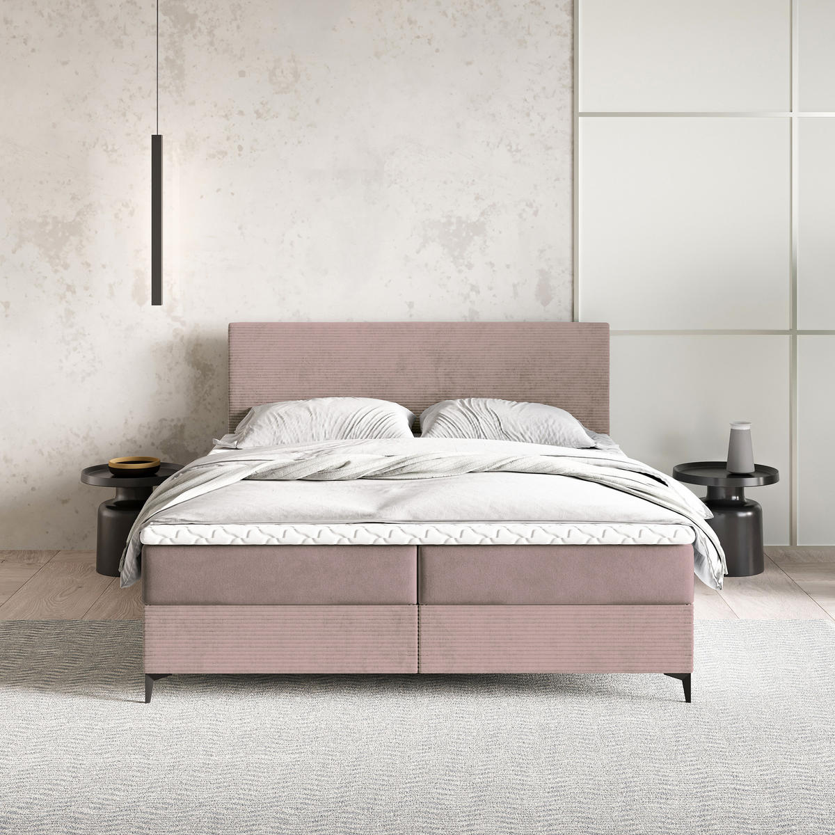 BOXBETT TORREL 180x200 cm mit Matratze und Topper - Rosa - Rosa, Holz (180/200cm) - MASSENO