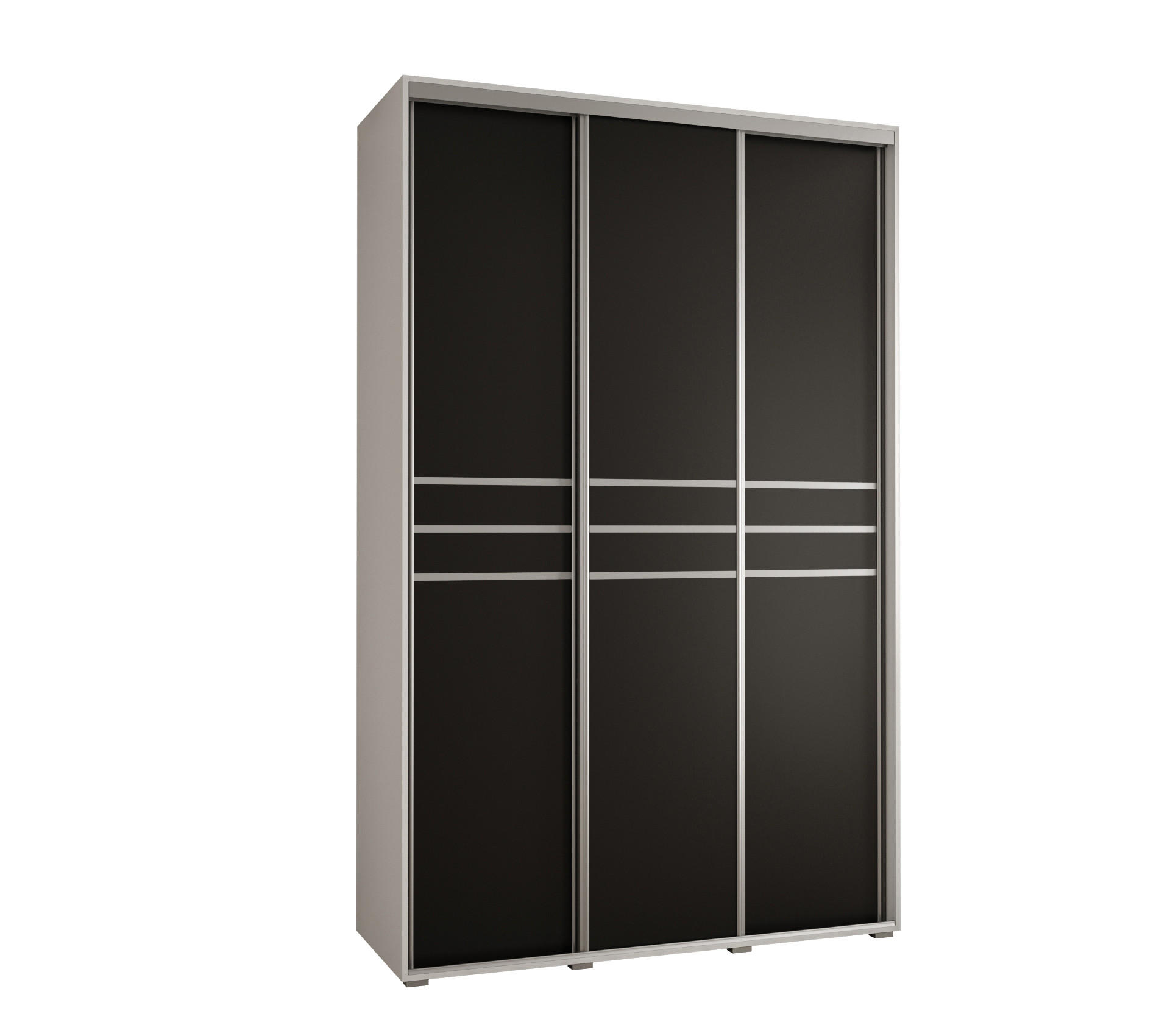 Abiks Möbel Schwebetürenschrank Weiß, Schwarz, Silber 150x235x45 cm