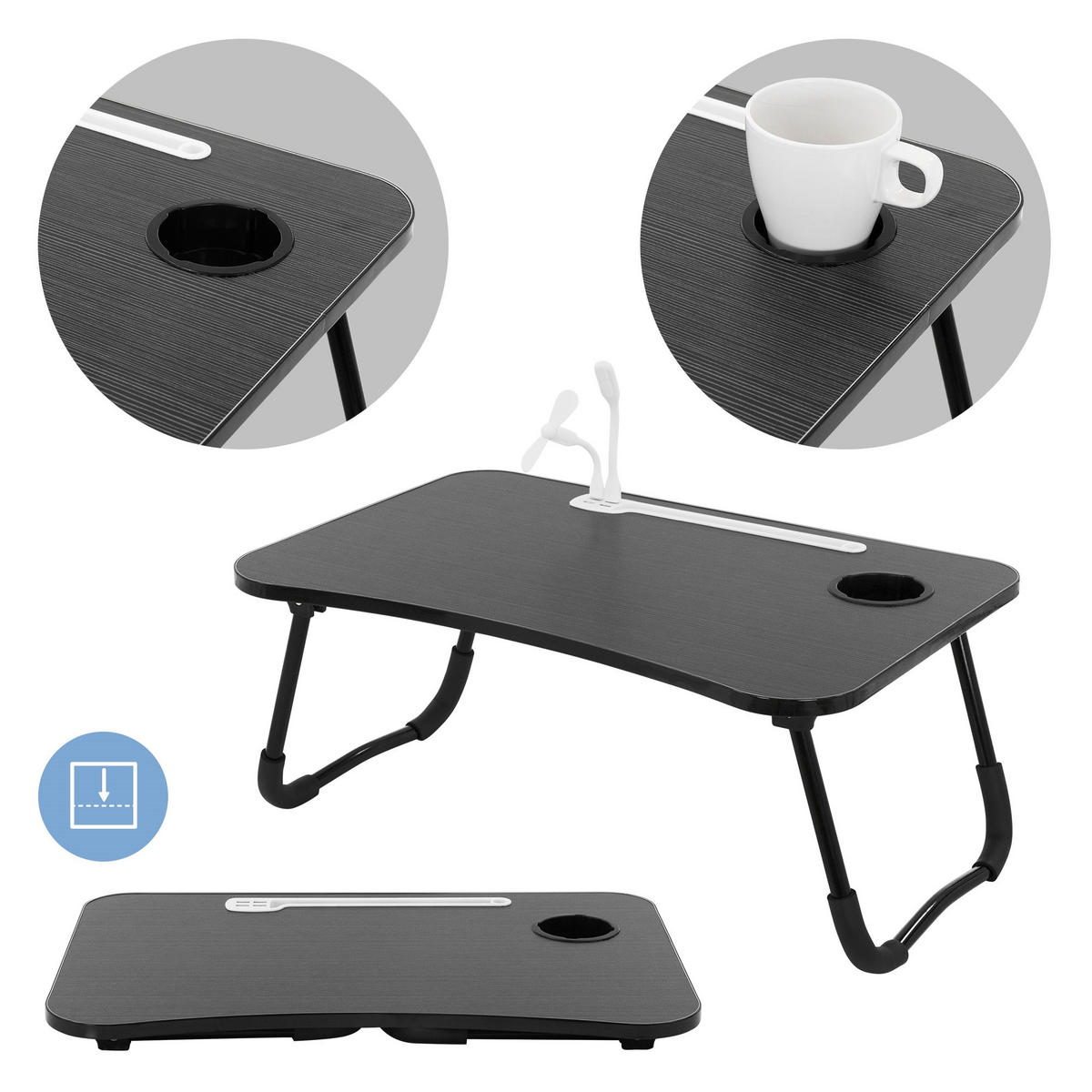 LAPTOPTISCH - Schwarz, Holzwerkstoff (60/40/25cm) - ML-DESIGN