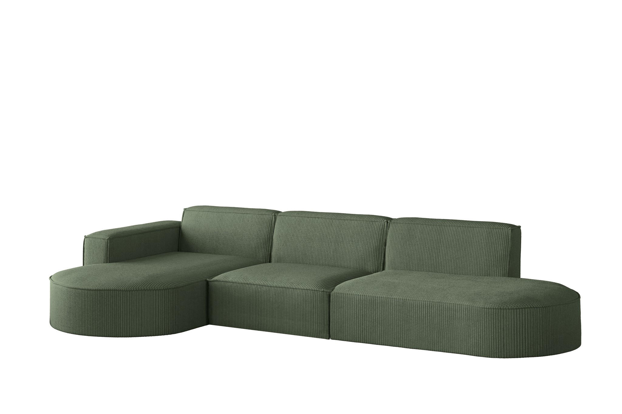 ECKSOFA Palma In Scala - Grün, Holzwerkstoff/Textil (296/165cm) - Fun Möbel