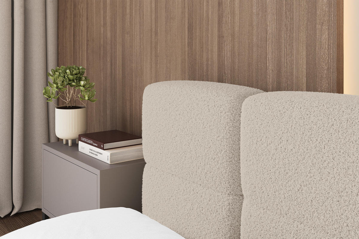 POLSTERBETT mit Bettkasten und Lattenrost, Bett mit Matratze H3/H4, Kopfteil, Boxbett, Doppelbett mit Stauraum - NATA-v1 160x200 Dunkelbeige - Hellbraun, Holzwerkstoff/Textil (160/200cm) - ALTDECOR