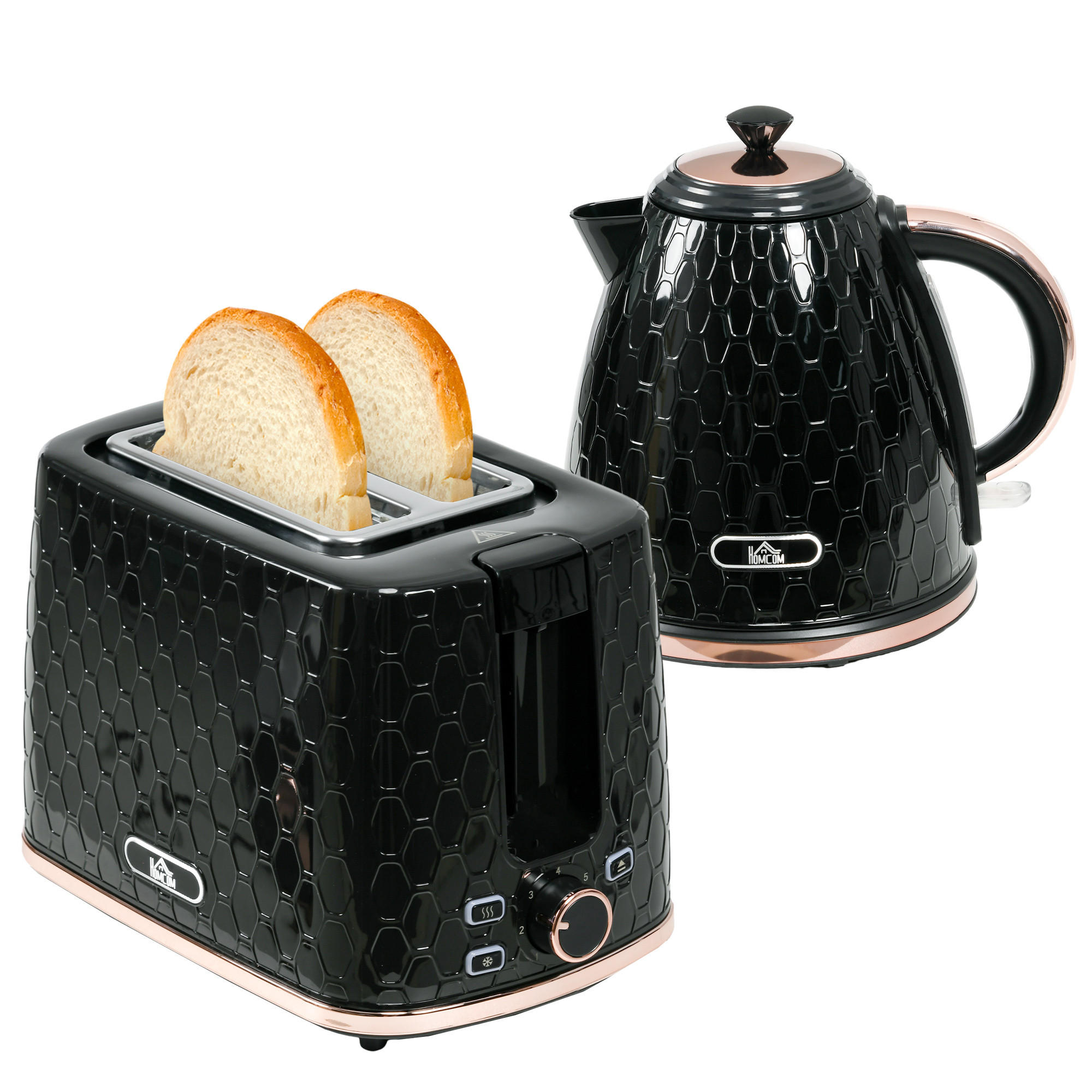 TOASTER mit Wasserkocher DE-07920 Schwarz - Schwarz, Metall (19.5/23.4/24.2cm) - ComfortXL